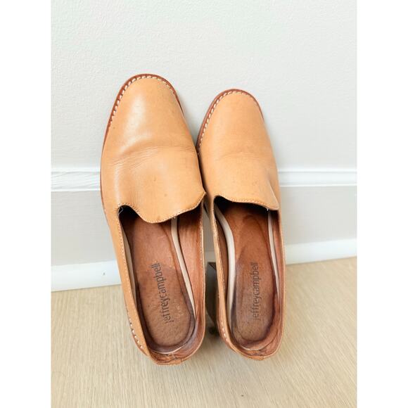 Jeffrey Campbell Morrigan Tan Leather Loafer Mules 6.5 - Picture 2 of 6